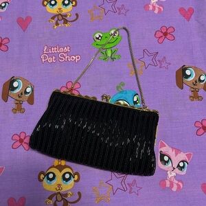 Black beaded evening purse